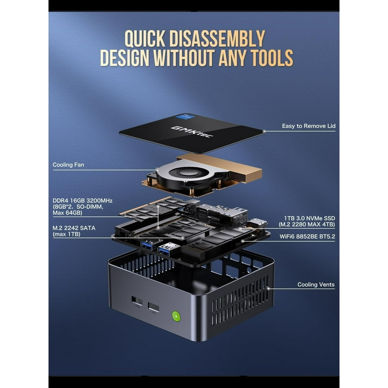Free Shipping! GMKTec Mini PC with Intel Core i7-1195G7, 16GB DDR4