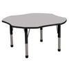 Early Childhood Resources ELR-14101-GBK-SB 48 in. Clover Adjustable Activity Table with Standard Legs, Ball Glides - Grey & Black