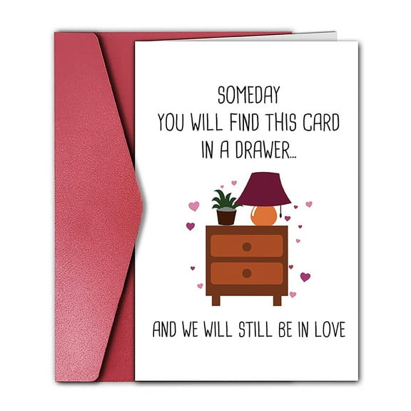 Romantic Love Card for Couples – “Someday You Will Find This Card in a Drawer” Design – Envelope Included, Blank Inside – Perfect for Anniversaries, Birthdays, or Just Because