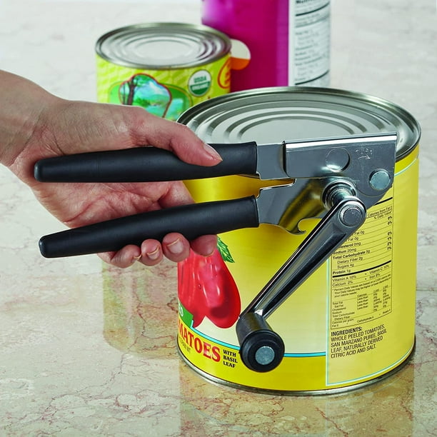 Abridor de latas comercial, resistente, mango de manivela genérico