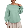 thumbnail image 2 of One Shoulder Sweatshirts for Women 2025 Long Sleeve Lightweight Plain Sweatshirt Pullover Tops Fall Outfits, 2 of 6