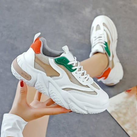 

Women‘s Casual Sneakers Color-block Lace-up Dad Shoes Breathable Lace-up Sports Shoes