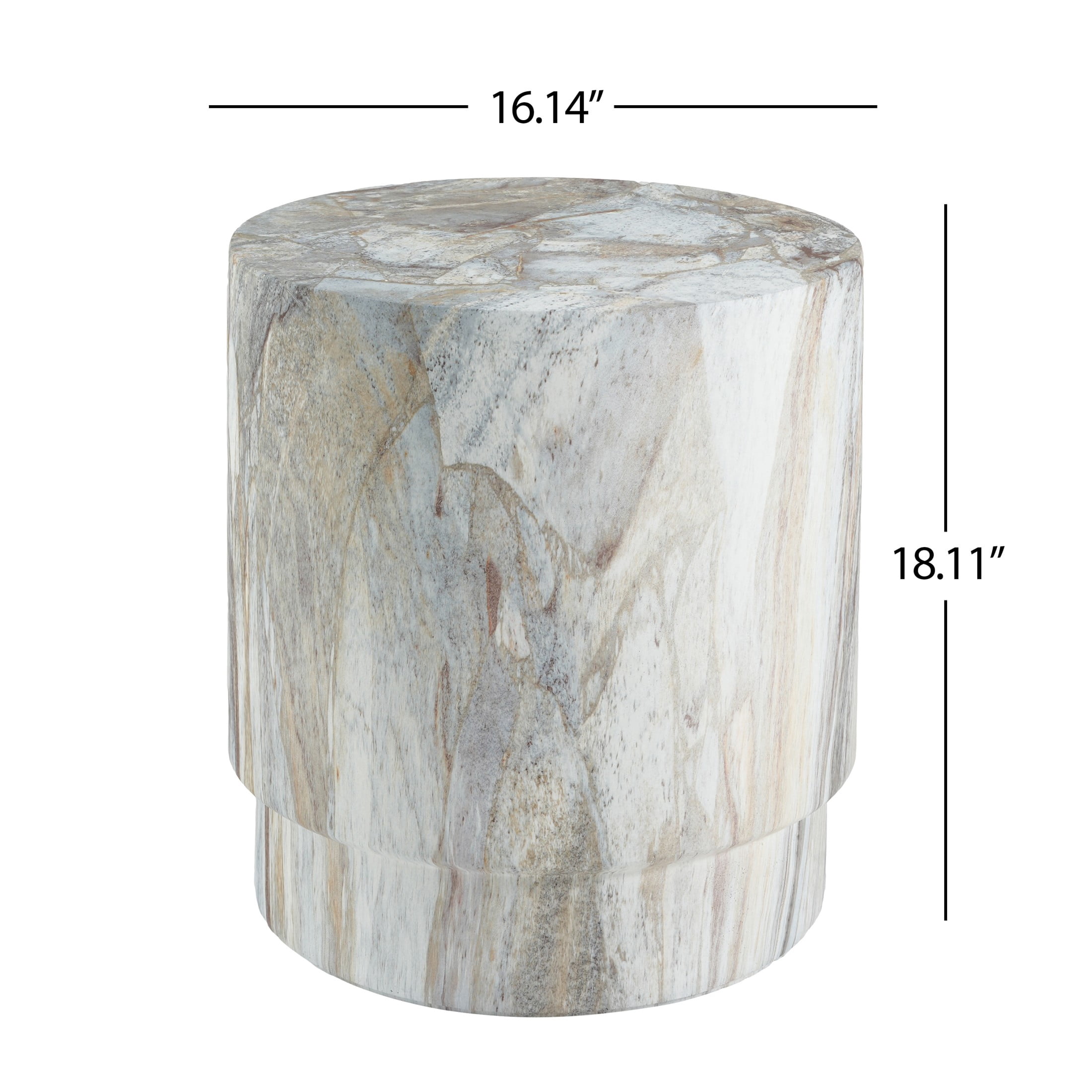Christopher Knight Home Modern Lightweight MGO Accent Side Table with Drum Shape, Mist Stone