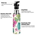 thumbnail image 3 of Watermelons Hibiscus Flowers Leaves Vintage Sports Bottle with Straw Stainless Steel Water Jug Portable Thermal Cup Leak-proof 600ML, 3 of 9