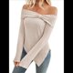 thumbnail image 1 of Suéter de Punto con Lazo y Hombros Descubiertos para Mujer, con Abertura Lateral, Estilo Y2K, A Albaricoque XXL, 1 of 10