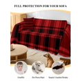thumbnail image 4 of Red Black Plaid Couch Cover, Vintage Farmhouse Abstract Buffalo Check Sofa Cover Blanket for 1 Seat Cushion, Sectional Sofa Slipcover Furniture Protector for Living Room Bedroom 71''x91'', 4 of 9