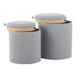 thumbnail image 4 of Lumisource Tray Contemporary Nesting Ottoman Set in Grey Fabric and Natural Wood, 4 of 7