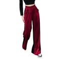 thumbnail image 2 of Txlixc Pantalones de terciopelo de piernas anchas para mujeres, pantalones elásticos casuales de cintura alta y ancha Txlixc  moda, 2 of 5