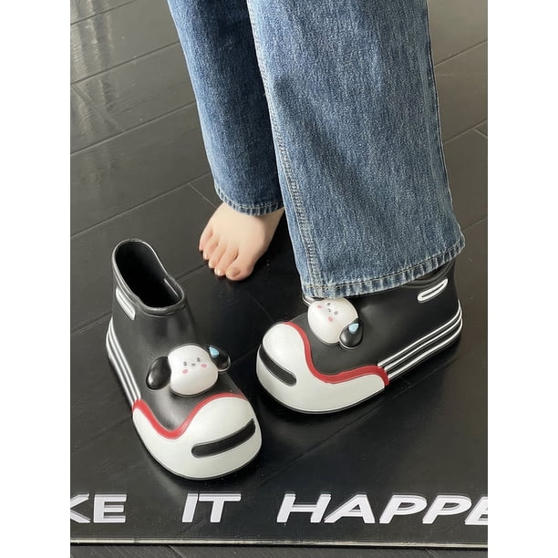 Botas de lluvia EVA para niños y mujeres, botas divertidas de dibujos animados para las cuatro estaciones, botas cortas de suela gruesa para niñas