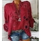 thumbnail image 4 of Popular mujer top moda cuello en V estampado pullable camisa de manga larga MABOTO Blanco XL, 4 of 4