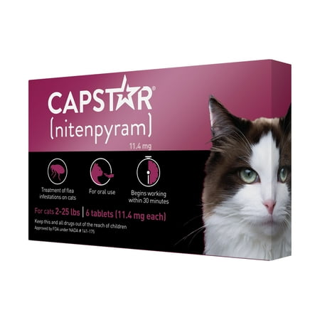 UPC: 0073091033394 | CAPSTAR (Nitenpyram) Fast-Acting Oral Flea Treatment for Cats (2-25 lbs) 6 Tablets 11.4 mg