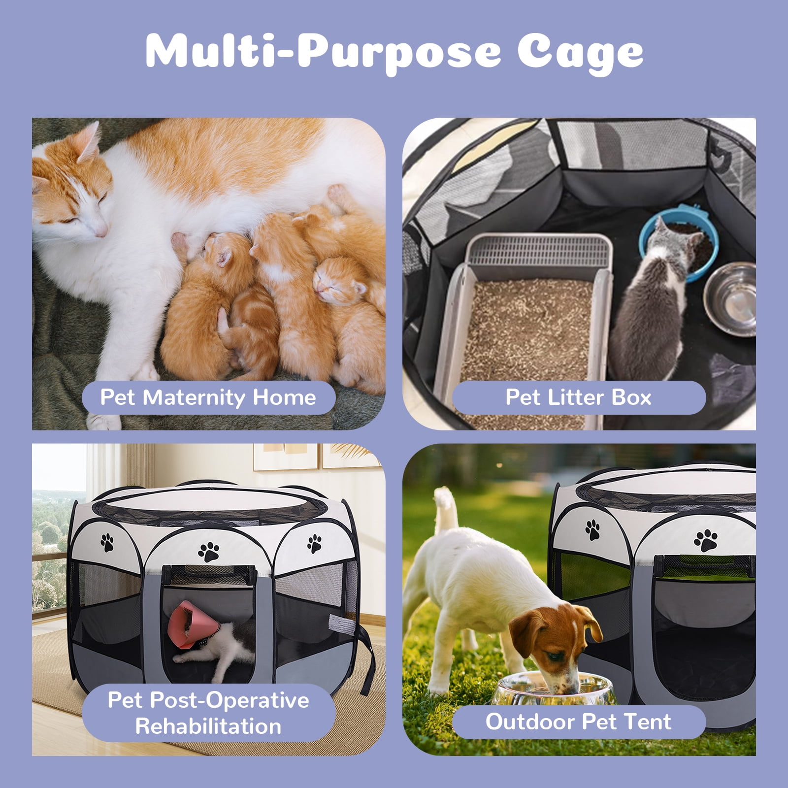 Luxvie Extra Large Pet Playpen Dog Cat Playpen Puppy Playpen Indooor Cat Cage Dog Fence, 45" Diameter 23" Height Cat Tent Playpen for Indoor Dog Pen for Cat Puppy Rabbit, Beige & Gray