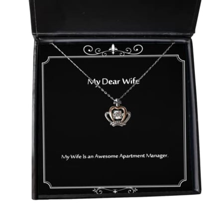 Fancy Wife Crown Pendant Necklace, My Wife is an Awesome Apartment Manager, Cute for, Holiday