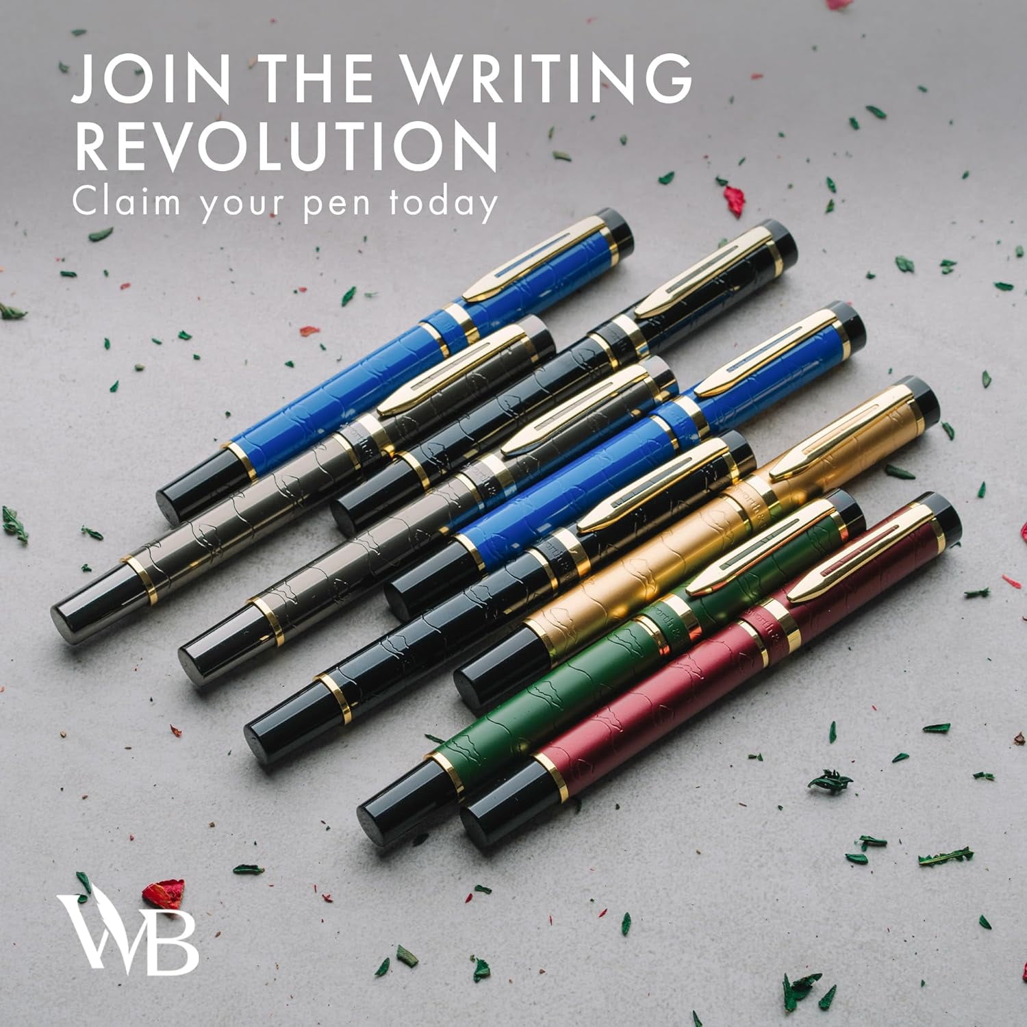 Wordsworth & Black Primori Fountain Pen Set [Green Gold]; Medium Nib, Gift Case, 24 Ink Cartridges, Refill Converter, Manual; Journaling, Calligraphy, Smooth Writing Pens; Left and Right Handed