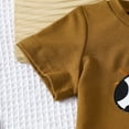 thumbnail image 4 of MIXUE Toddler Girls Outfit Sets Summer Cartoon Cow Prints Crew Neck Short Sleeve T Shirt Pullover Tops And Shorts Two Piece Activewear,Brown,2-3 Years, 4 of 6