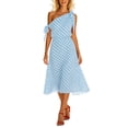 thumbnail image 2 of Blmnix Fit & Flare Dresses for Women Polka Dot Dress Plus Size Dresses for Curvy One Shoulder Dress Boat Neck Sleeveless Cocktail-Length Blue Dresses for Women Casual XXXXXL, 2 of 5