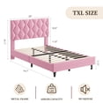 thumbnail image 3 of Twin-XL Size Bed Frame, Gray Linen Fabric Upholstered Bed Frame with Headboard, Wood Slats, Button Tufted, No Box Spring Needed, 3 of 7
