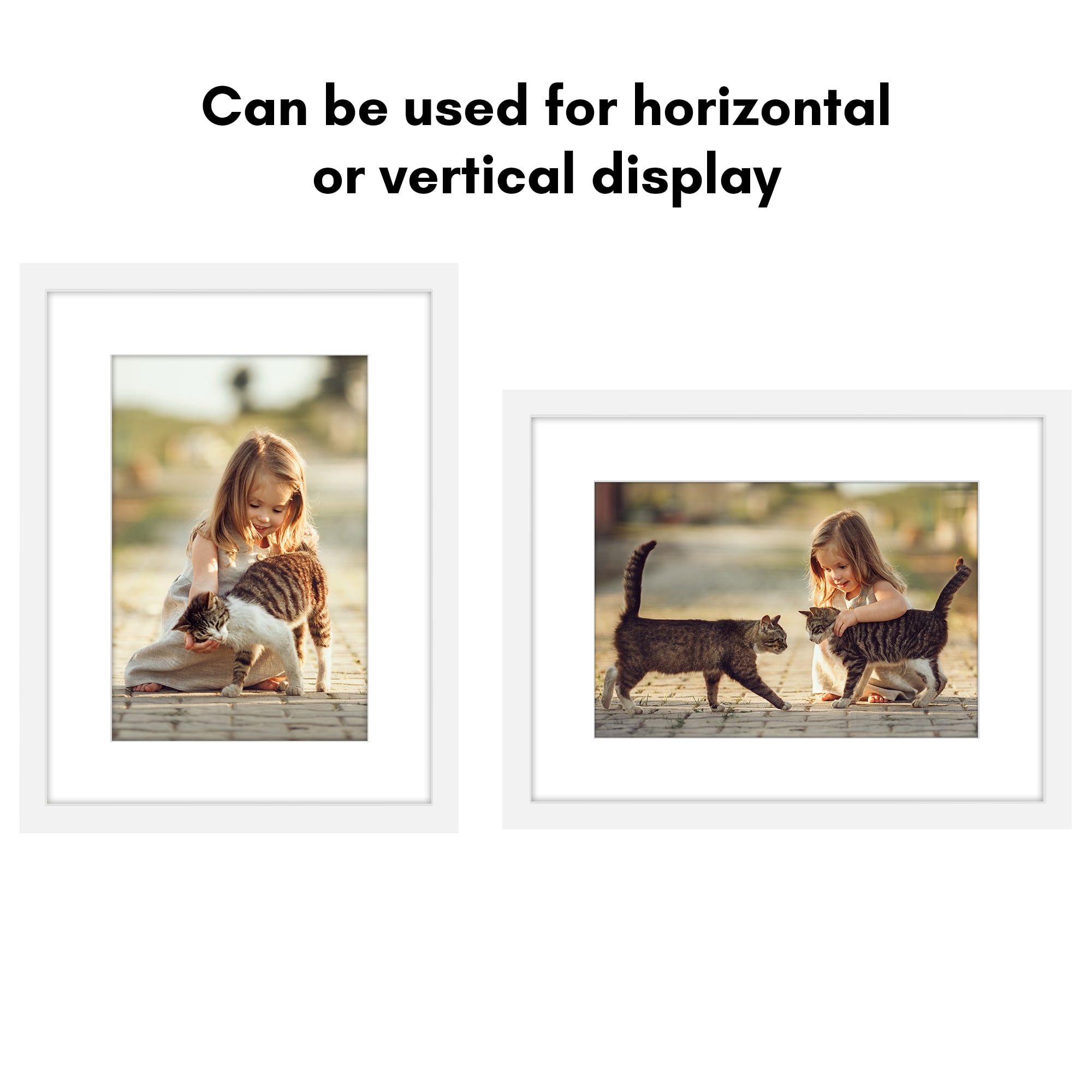 Americanflat 12x16 Picture Frame with Shatter-Resistant Glass with 8x12 Mat cover allows print create style - White