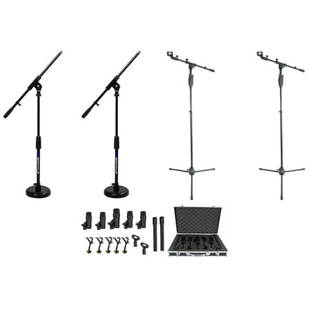Rockville PRO-D7 KIT 7 Mic Drum Kit w/Bass Snare Overhead Microphones (4) Stands
