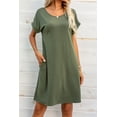 thumbnail image 5 of Women's Scoop Neck Short Sleeve Pocket Dress 65% Polyester 30% Rayon 5% Spandex Everyday Comfort Casual Everyday Wear, 5 of 14