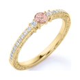 thumbnail image 1 of JeenMata Anillo de Compromiso Sencillo de 0,75 Uds, Morganita Rosa Redonda Creada, de Inspiración Vintage, Piedra Natal de Octubre, Delicado, Oro Amarillo de 18 K sobre Plata, 1 of 6