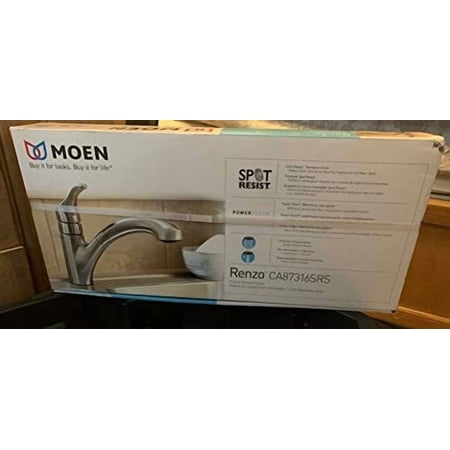 Moen Renzo Kitchen Faucet CA87316SRS - Low Arc Pull Out Sprayer - 1 Handle Stainless