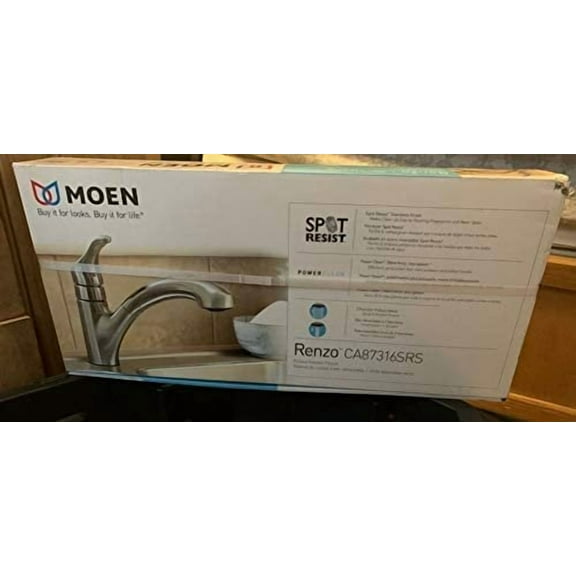 Moen Renzo Kitchen Faucet CA87316SRS - Low Arc Pull Out Sprayer - 1 Handle, Stainless