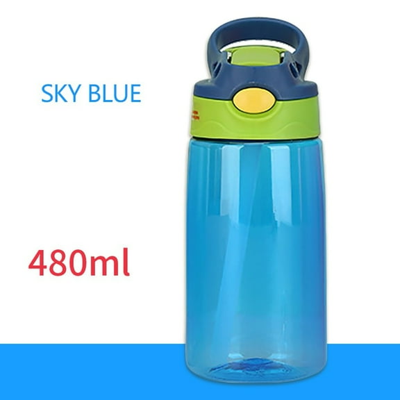 Lingouzi Kids Water Bottle with Straw Lid and Handle, Food Grade Material Leak-proof, Drip-proof Water Bottle, Easy Use for Girls and Boys to Sports, Workout and School