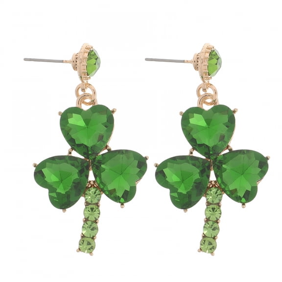 DESIGNICE 1 Pair St. Patrick'S Day Rhinestone Earrings Green Shamrock Dangle Earrings for Women Irish Holiday Jewelry Party Accessories