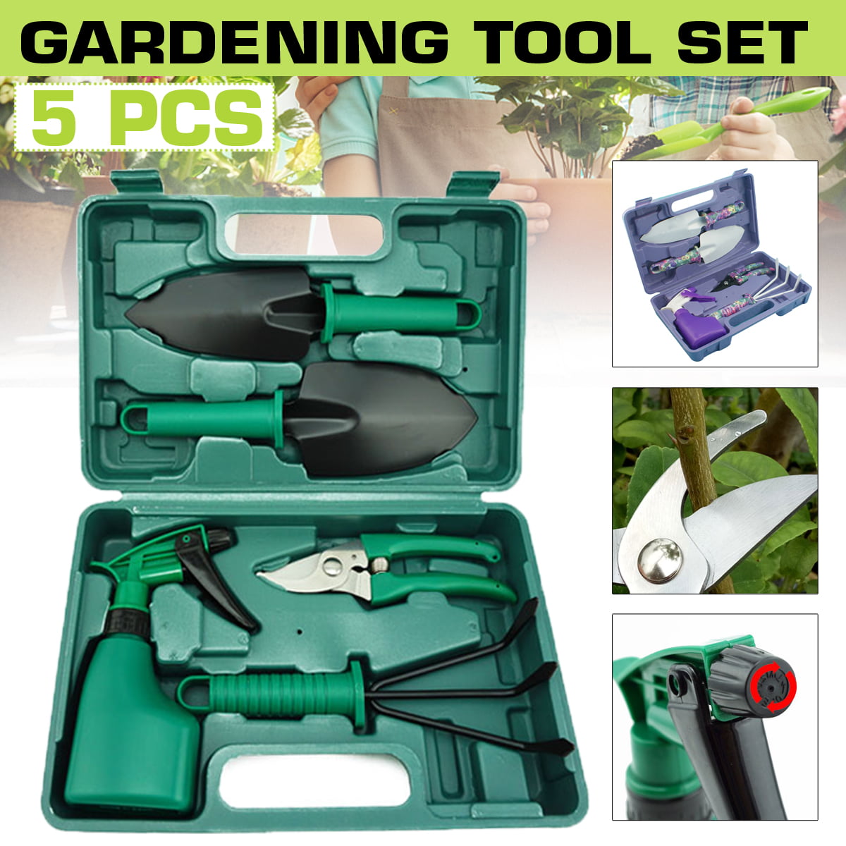 Gardening Tools Set Kids/Adult Non Slip Ergonomic Handle with Tote Box 5PCS UK 