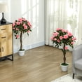 thumbnail image 2 of Outsunny Ensemble de 2 Roses Artificielles avec Fleurs Réalistes, Rose, 2 of 10