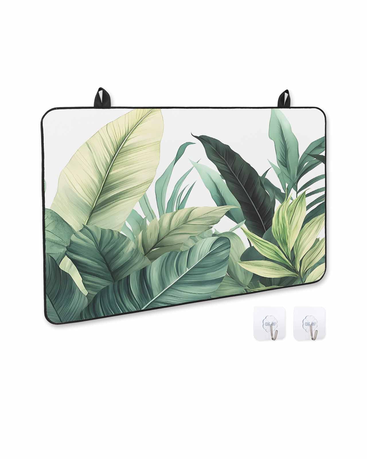 nqOlkjepod Large Induction Cooktop Protector Mat 24"x21", Green Tropical Leaves Stove Top Covers for Electric Stove, Country Summer Botanical Palm Leaf Stove Burner Cover Mats, Glass Top Stove Cover