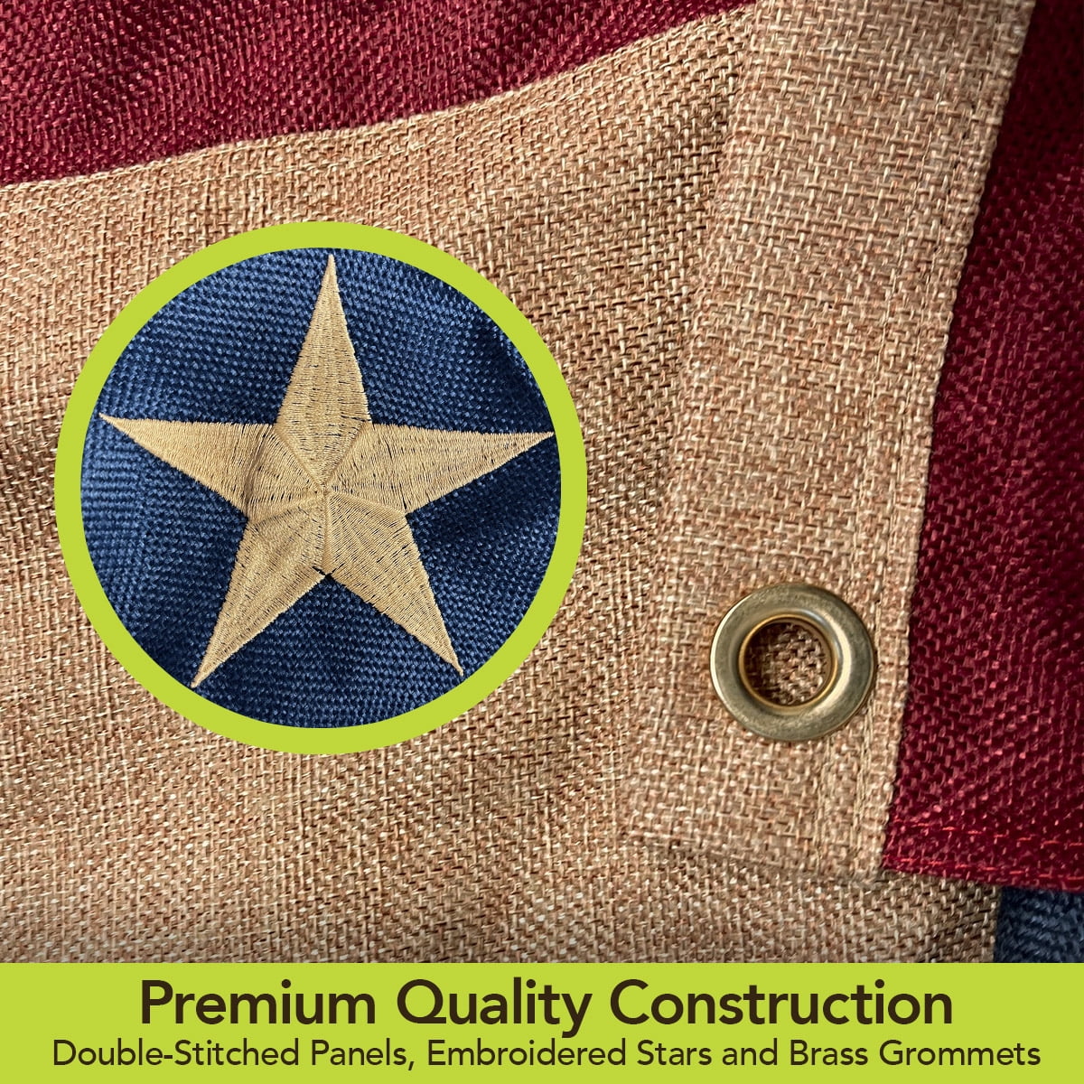 Briarwood Lane 36" x 18" Polyester Burlap Patriotic Outdoor Flag, Weatherproof, 3 Pack