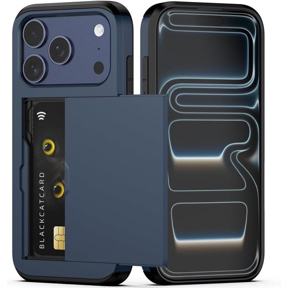 MYKOMI Compatible with iPhone 17 Pro Case with Card Holder Dual Layer Heavy Duty Protective Shockproof Hidden Card Slot Slim Wallet Phone Case for Women&Men 6.3 inch