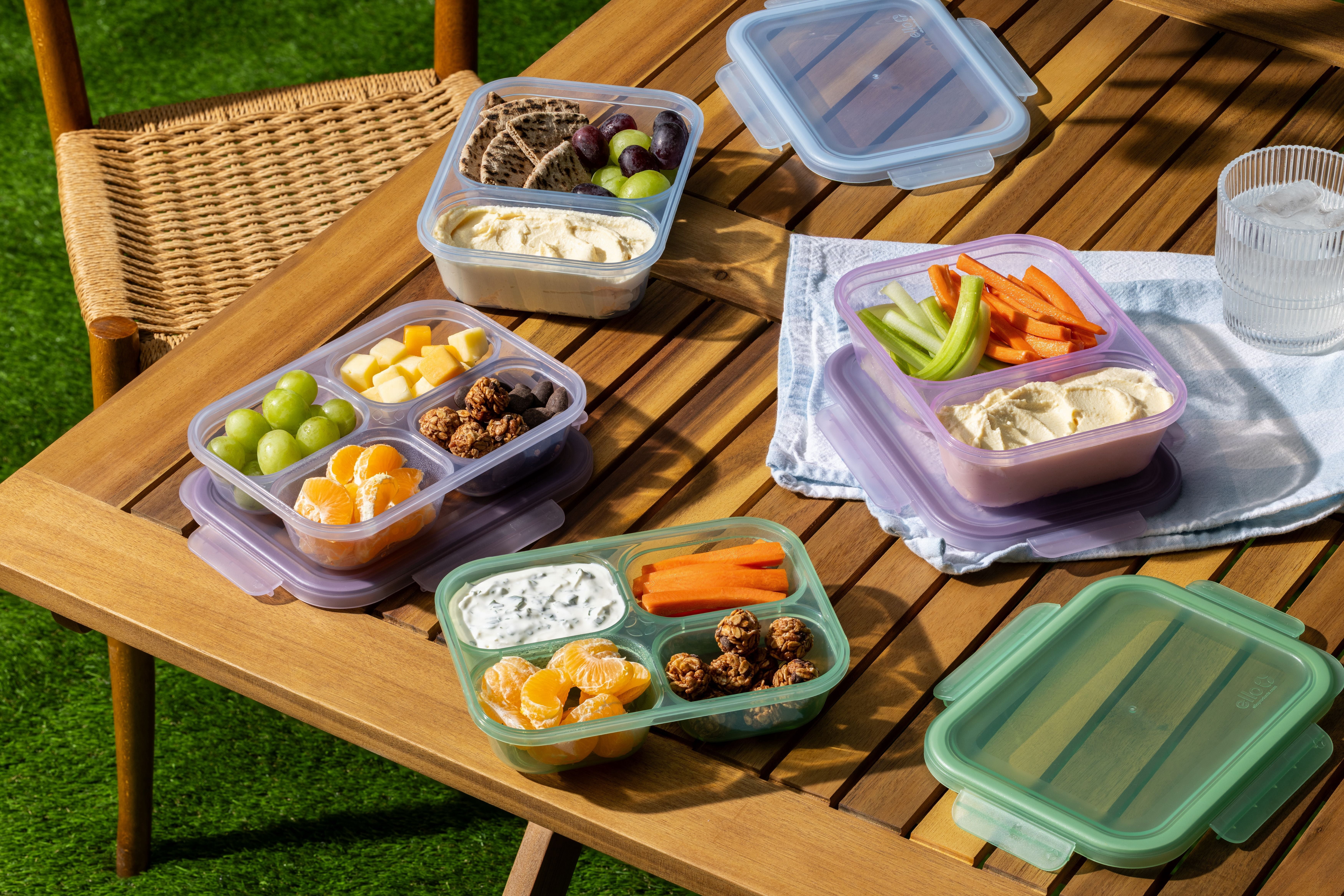 (2 pack) Ello Snap & Nest Plastic 8 Piece Snack Set, Made for Easy Snacking and Easy Transportation