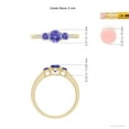 thumbnail image 4 of ANGARA Natural Three Stone Round Tanzanite Ring with Diamond Accents in 14K Yellow Gold for Women (Size-5mm) | December Birthstone, Anniversary, Jewelry Gift for Women | Natural Tanzanite Ring, 4 of 8