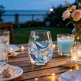 thumbnail image 5 of Ocean Marine Animal Printed Egg Shaped Stemless Glass Tumbler, Sea Creature Pattern Clear Drinking Cup, Coastal Nautical Glassware For Water Juice Wine Home Bar Decor, 5 of 8