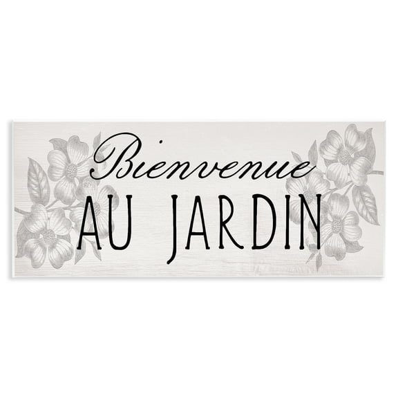 Stupell Industries French Garden Welcome Quotes and Sayings Painting Unframed Art Print Wall Art, 17 x 7