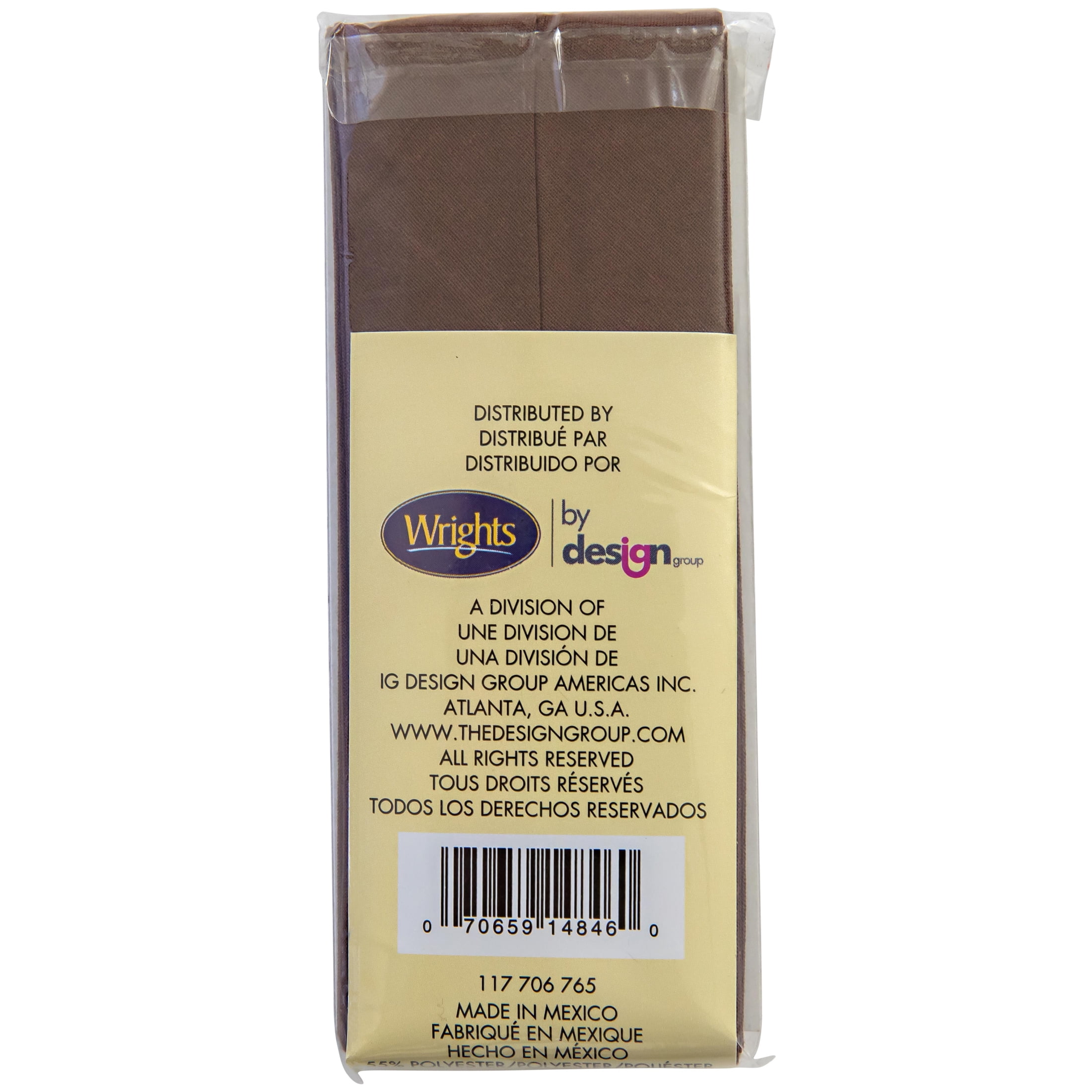 (2 pack) Wrights Mocha Brown Double Fold Quilt Binding 7/8" 3 yd Polyester Blend Sewing Trim