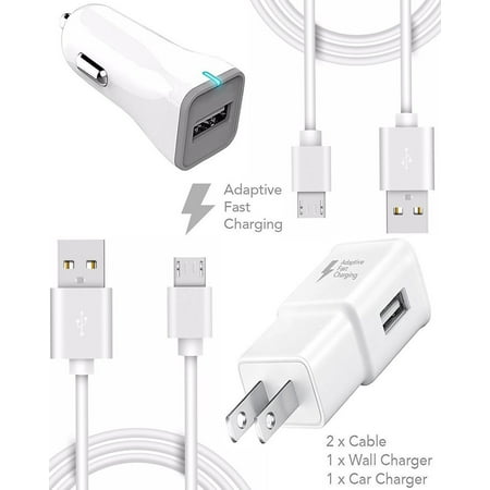 Ixir Huawei Honor 5X Charger Micro USB 2.0 Cable Kit by Ixir - {Wall Charger + Car Charger + 2 Cable} True Digital Adaptive Fast Charging uses dual voltages for up to 50% faster charging!