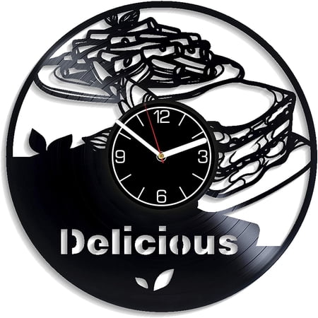 Delicious Vinyl Record Wall Clock Delicious Food Kitchen Decoration 12 inch Wall Clock Food Art Gift for Her Delicious Wall Art Food Clock Food Wall Clock Modern Delicious Food Vinyl Clock