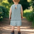 thumbnail image 5 of Atogsazn Baby Boys Summer Clothes Set Toddler Linen Sleeveless Tank Top Shorts Outfit with Pocket Light Blue 6-9 Months, 5 of 9