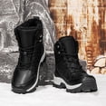 thumbnail image 3 of Lace Up Mid Calf Snow Boots for Women Warm Plush Waterproof Winter Booties Platform Fleece Lined Non Slip Work Shoes Black Size 6.5, 3 of 8