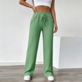 thumbnail image 7 of Kopltyrfg Womens Palazzo Pants Summer Fashion 2026 High Waisted Wide Leg Drawstring Flowy Beach Trousers with Pockets (Green,L), 7 of 7