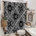 thumbnail image 3 of Black Boho Shower Curtain, Retro Indian Bohemian Rhombus Paisley Mandala Floral Pattern Bathroom Curtain for Bathtub Home Decor Waterproof Fabric Machine Washable with 12 Hooks, 3 of 6
