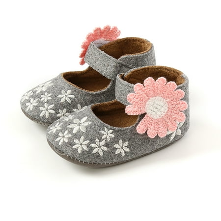 

Carolilly Baby Girls Mary Jane Flats Soft Sole Infant Slippers Embroidery Princess Dress Shoes with Sunflower