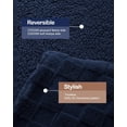 thumbnail image 4 of Anjee 90"x90" Queen Size Super Soft Cozy Fluffy Sherpa Fleece Reversible Thick Warm 3D Checkered Jacquard Blanket for All-Season Couch Bed, Navy Blue, 4 of 11