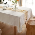 thumbnail image 2 of HHHC Tablecloth for Dining Table Rustic Table Cover, Farmhouse Kitchen Table Cloth, Cotton Linen Fabric Small Rectangle Table Cloths for 4 to 6 Seats, Beige, Gold, 55x70 Inch, 2 of 5