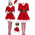 thumbnail image 1 of QueenLine Costume de Père Noël à Manches Mi-Longues Cosplay Ceinture Robe de Noël Fantaisie (Rouge, TTG), 1 of 8