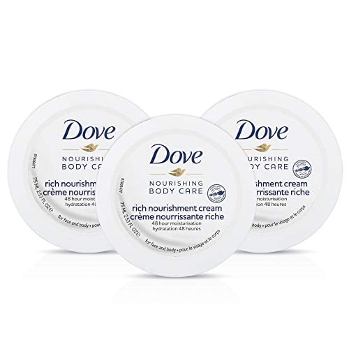 Dove Nourishing Body Care Face, Hand Body Rich Nourishment Cream Extra Skin with 48 Hour Moisturization, 2.53 FL of 3)